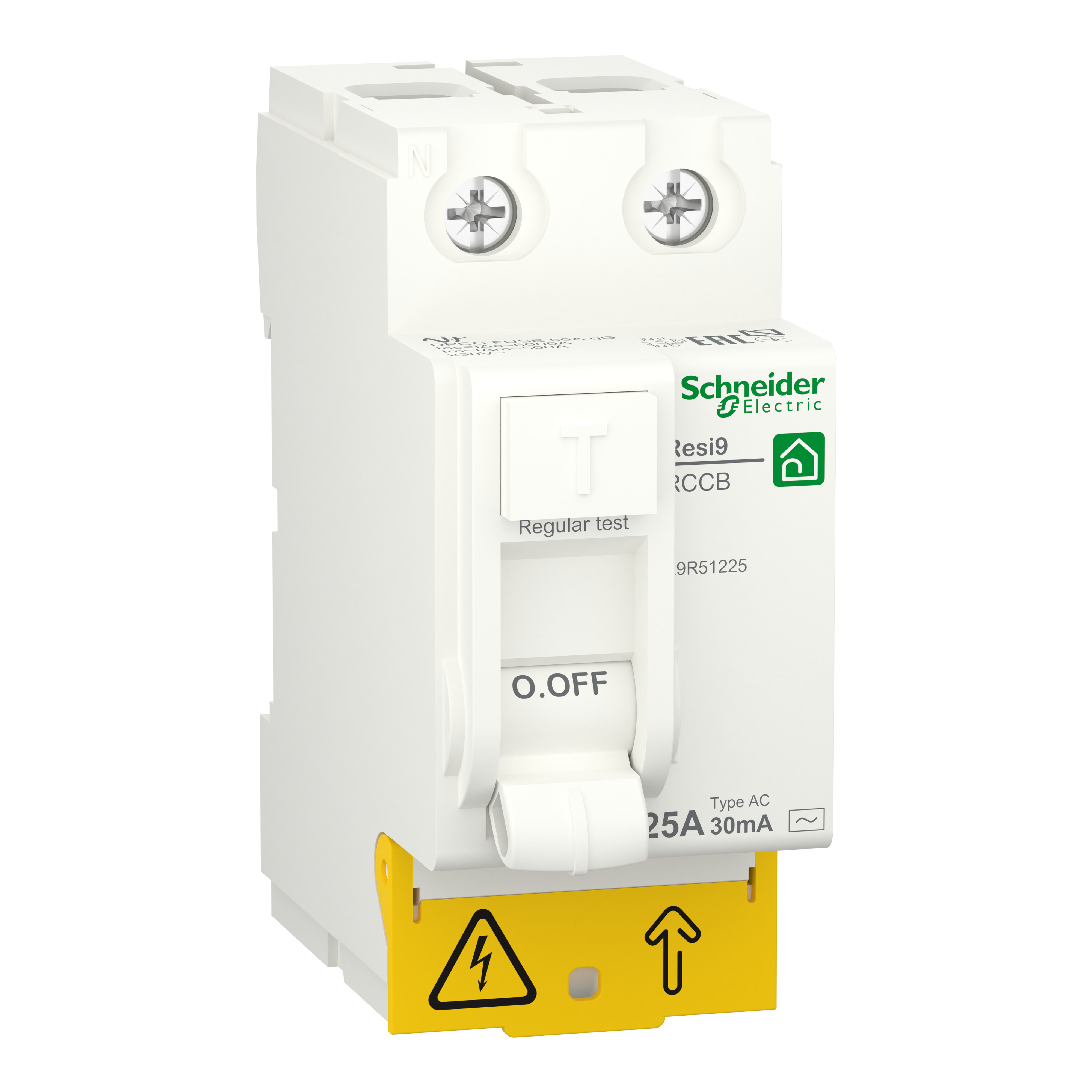 Residual current circuit breaker (RCCB), Resi9, 2P, 25A, AC type, 30mA