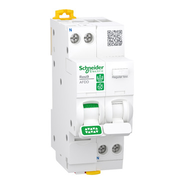 Resi9, Arc Fault Detection RCBO, 1P+N, 6A, 30 MA, C Curve, 6000A, A Type, All-in-one