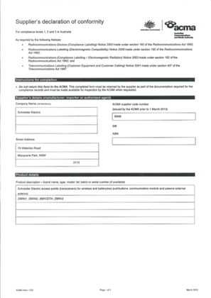 RCM-Declaration of Conformity-ZBRN Wireless & Batteryless pushbuttons equipment