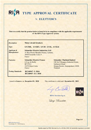 RINA Type Approval Certificate_TeSys GV2ME&GV2RT&GV2P&GV2L&GV2LE