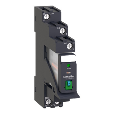 Harmony RXG Interfész relé foglalattal, 1CO, 10A, 24VDC, tesztgomb, LED RXG12BDPV