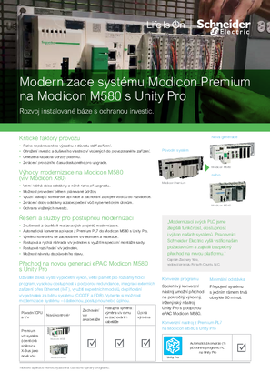 Modernizace systému Modicon Premium na Modicon M580 s Unity Pro