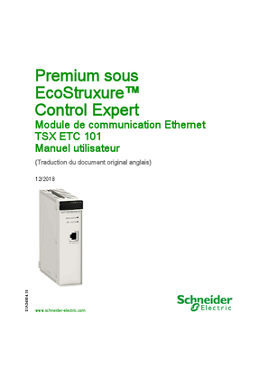 Premium sous EcoStruxure™ Control Expert - Module de communication Ethernet TSX ETC 101, Manuel utilisateur
