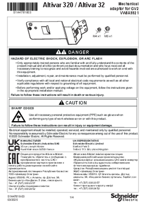 Instruction sheet - Adaptor plate for GV2 - VW3A9921