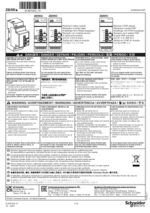 ZBRR. Receiver 2 relay or 4 PNP outputs, Instruction Sheet