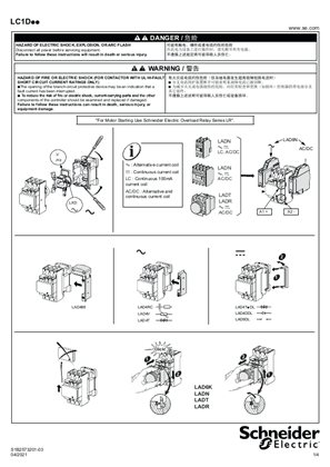 LC1D, LC1Doo3 - 9 to 38 A AC/DC contactors - Instruction Sheet