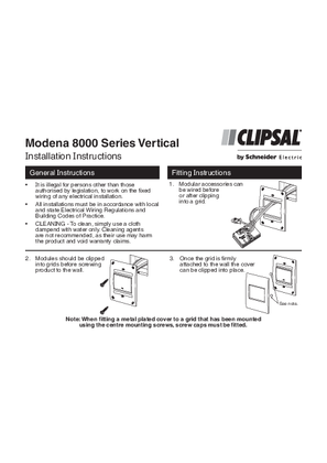 Modena 8000 Series Vertical Installation Instructions