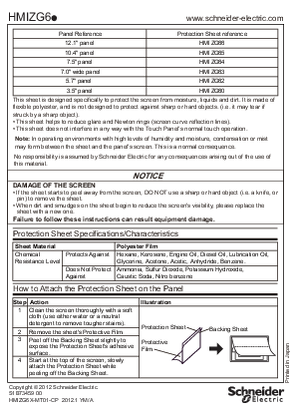 HMIZG6. Protection Sheet, Instruction sheet