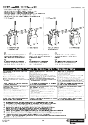XCKMR....H29 / XCKVR....H29 Limit switch with rotating head and cross lever, Instruction Sheet