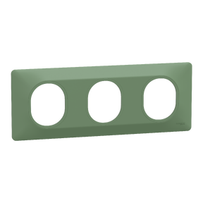 Ovalis - Plaque de finition - 3 postes Horizontal - entraxe 71mm - Vert Forêt