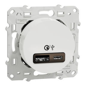 Odace - prise USB double - charge rapide - type A+C - blanc - 18W - 3,4A