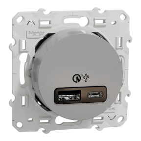 Odace - prise USB double - charge rapide - type A+C - aluminium - 18W - 3,4A