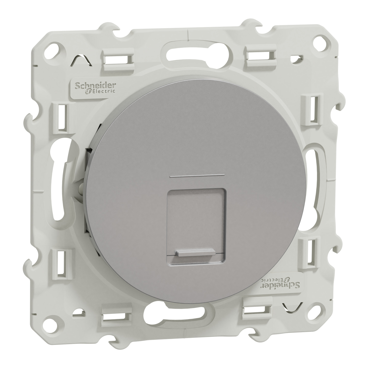 S530471 Data socket, Odace, mechanism with fixing frame, RJ45, UTP, IDC, aluminium