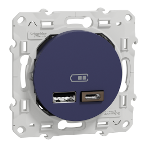 Odace - prise USB double - type A+C - Cobalt - 5 Vcc - 2,4A