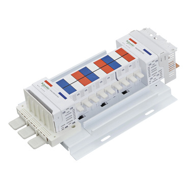 Acti9, SAU Chassis 3PH, 400A, 18mm For IC60 MCB & RCBO, 18 Poles, Dual Feed