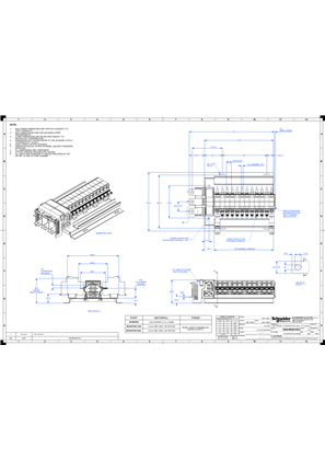 SAU Chassis, Acti9, 400A, 3Ph, 24 poles, 18mm for iC60 MCB and RCBO, top or bottom feed