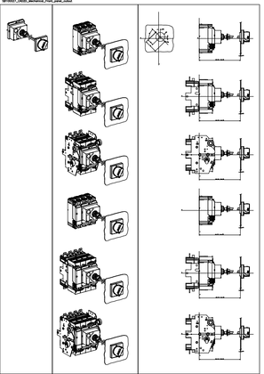Extended standard rotary handle NSX100-250 circuit breaker Accessory Technical drawings