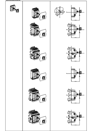 Extended standard rotary handle NSX400-630 circuit breaker Accessory Technical drawings