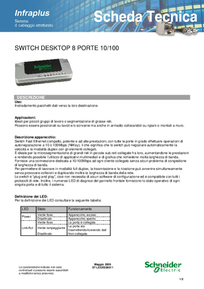 Switch 8 porte 10/100 sch.tec.