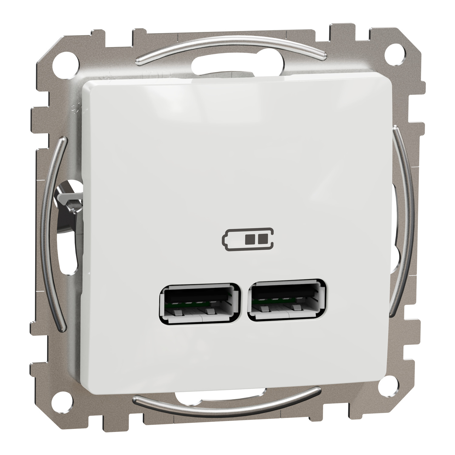 SednaÚj USB töltőaljzat A+C süllyesztett 2 x 2400mA/ 5V süllyesztett fehér Schneider