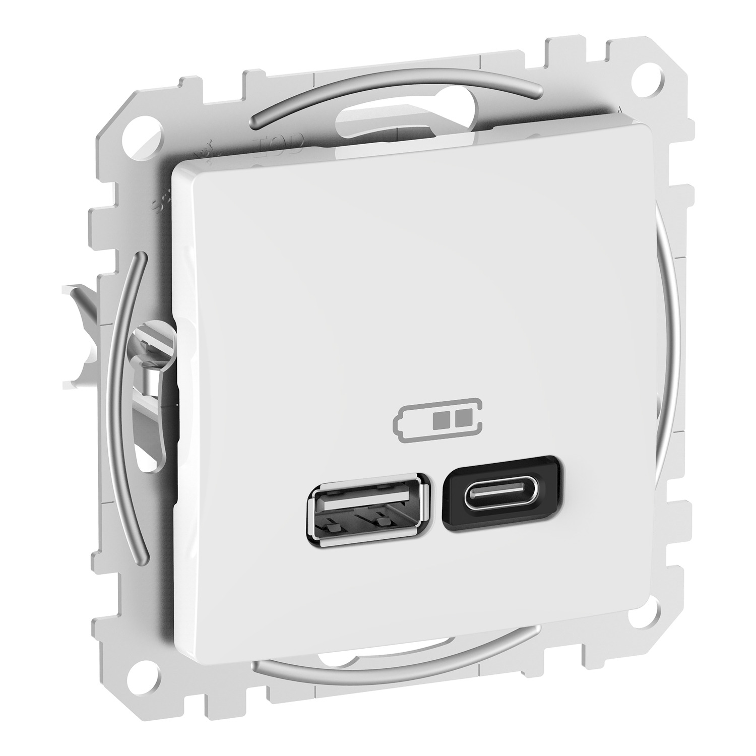 SednaÚj USB töltőaljzat A+C 45W 3000mA/ 5V süllyesztett fehér IP20 Schneider