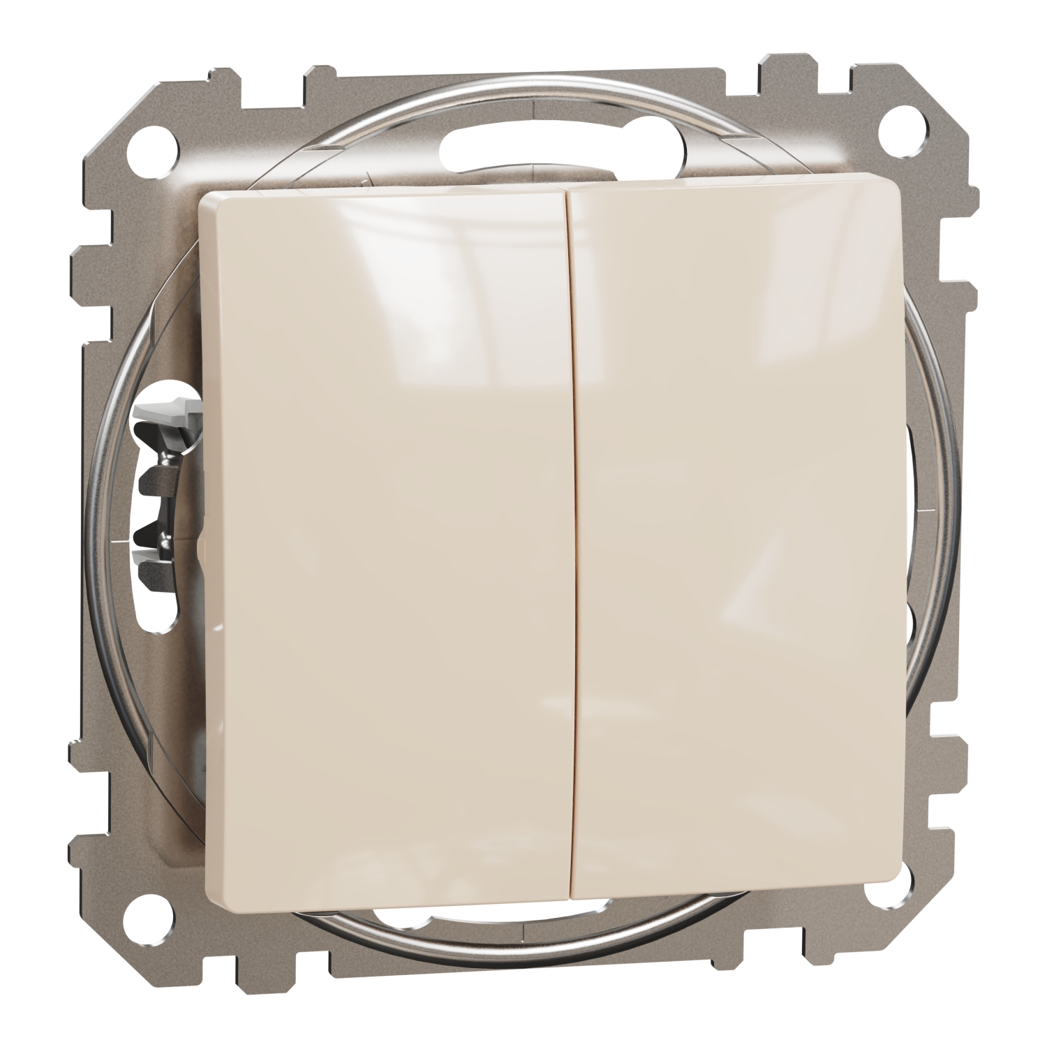 SednaÚj 105 2x1P csillárkapcsoló betét adapterrel 1M bézs süllyesztett rugós IP20 Schneider