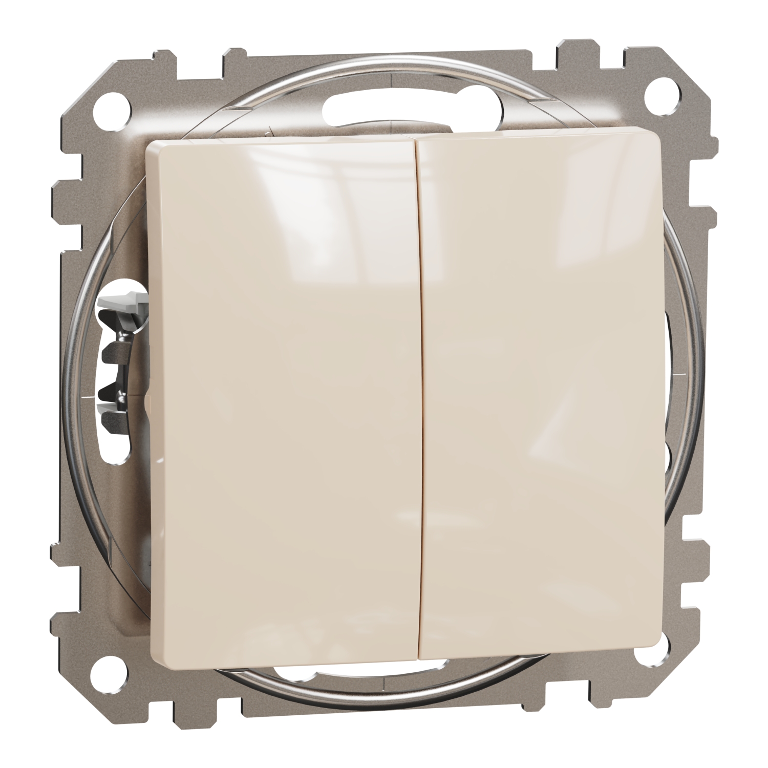 SednaÚj 106+6 kettős váltókapcsoló betét adapterrel 2M bézs süllyesztett rugós IP20 Schneider