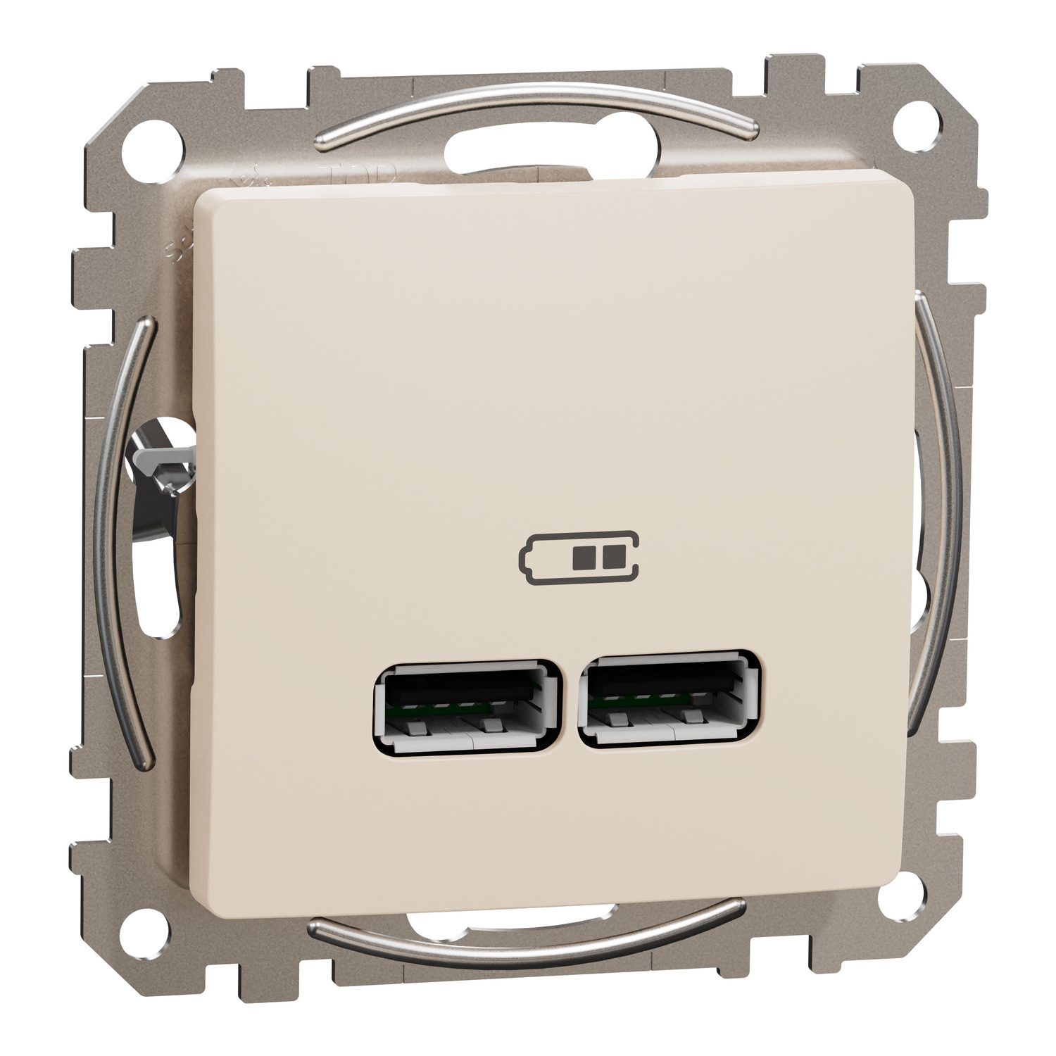 SednaÚj USB töltőaljzat A+C süllyesztett 2 x 2400mA/ 5V süllyesztett bézs Schneider