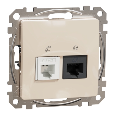ÚJ SEDNA RJ11/RJ45 Cat6 UTP kombinált aljzat, bézs színű, SDD112468