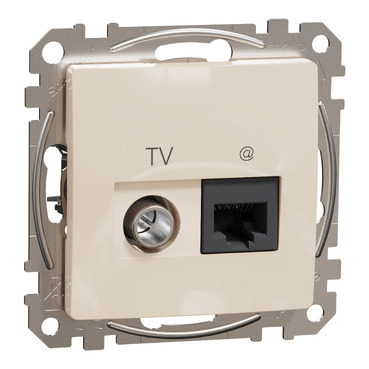 ÚJ SEDNA TV/RJ45 Cat6 UTP kombinált aljzat, bézs színű, SDD112469T