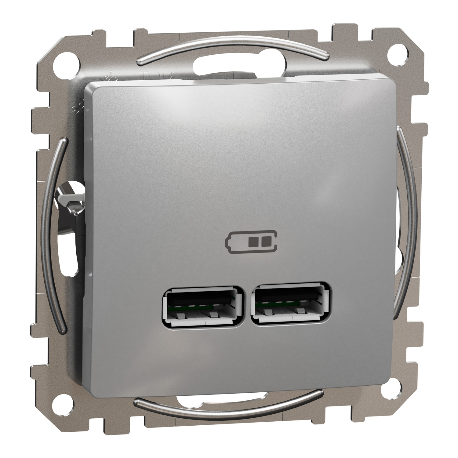 SednaÚj USB töltőaljzat A+C süllyesztett 2 x 2400mA/ 5V süllyesztett alumínium Schneider