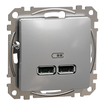 ÚJ SEDNA Dupla USB töltő, A+A, 2.1A, alumínium színű, SDD113401