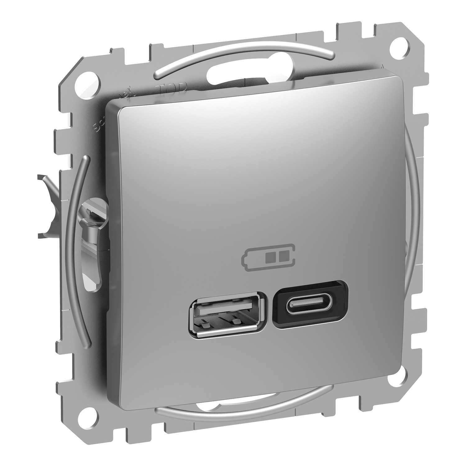 SednaÚj USB töltőaljzat A+C 5-20V 3000mA/ süllyesztett alumínium IP20 PRODAX Schneider