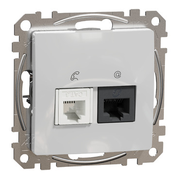 ÚJ SEDNA RJ11/RJ45 Cat6 UTP kombinált aljzat, alumínium színű, SDD113468