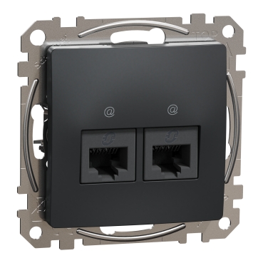 ÚJ SEDNA 2xRJ45 Cat5e UTP aljzat, antracit színű, SDD114452