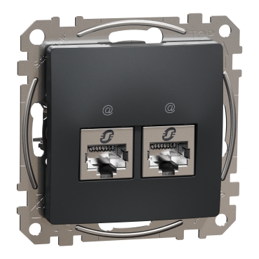 ÚJ SEDNA 2xRJ45 Cat6 STP aljzat, antracit színű, SDD114462S