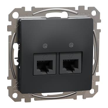 ÚJ SEDNA 2xRJ45 Cat6 UTP aljzat, antracit színű, SDD114462