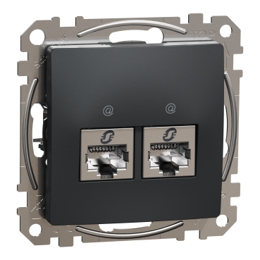 ÚJ SEDNA 2xRJ45 Cat6A STP aljzat, antracit színű, SDD114467S