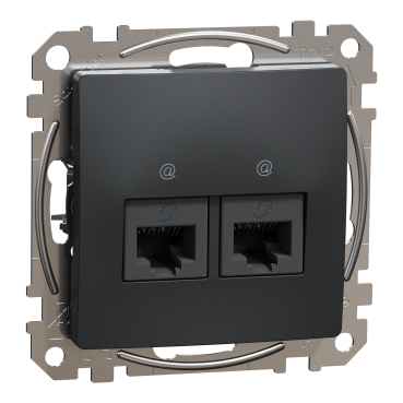 ÚJ SEDNA 2xRJ45 Cat6A UTP aljzat, antracit színű, SDD114467