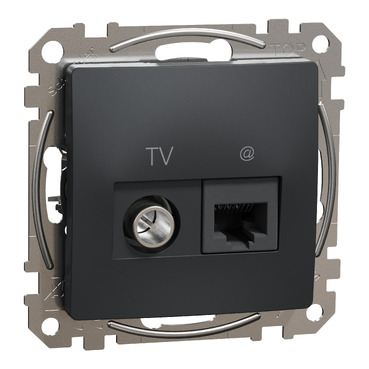 ÚJ SEDNA TV/RJ45 Cat6 UTP kombinált aljzat, antracit színű, SDD114469T
