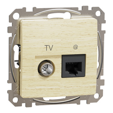 ÚJ SEDNA TV/RJ45 Cat6 UTP kombinált aljzat, nyír színű, SDD180469T