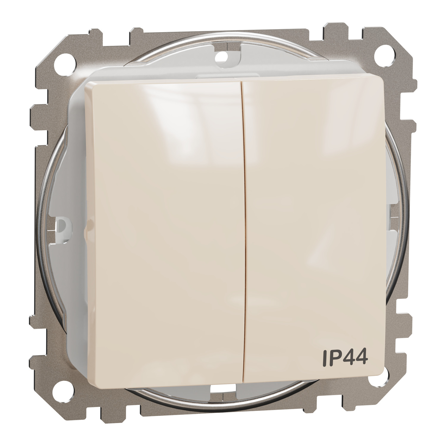 SednaÚj 105 2x1P csillárkapcsoló betét adapterrel 1M bézs süllyesztett rugós IP44 Schneider