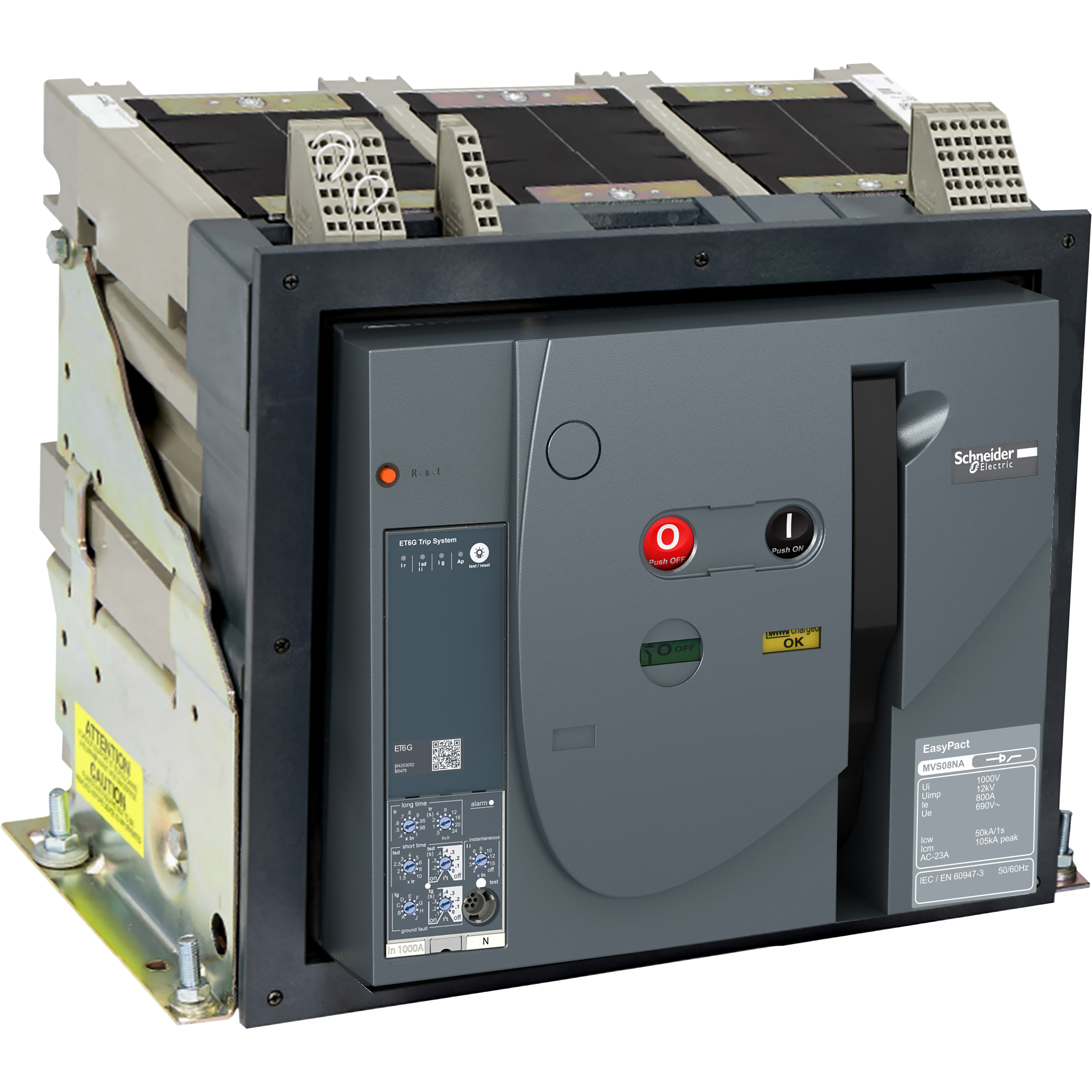 Circuit breaker, EasyPact MVS, 3 Poles, 1000A, 65kA, MF, ET2, fixed, manual