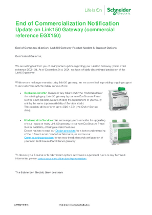 Update on Link150 Gateway, End of Commercialization Notification