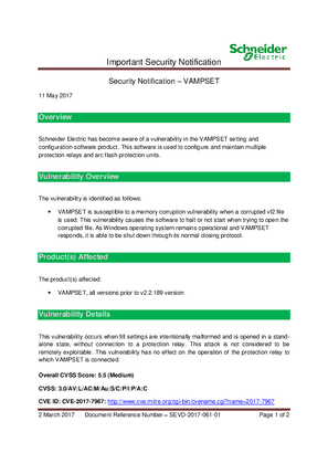 Security Notification - VAMPset Software