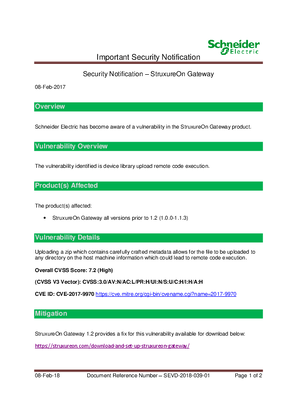 Security Notification – StruxureOn Gateway