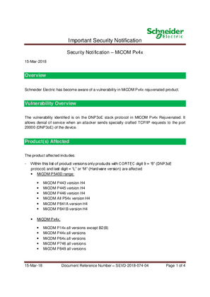 Security Notification - MiCOM Px4x Rejuvenated