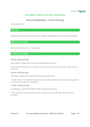 EVlink Parking – Security Notification
