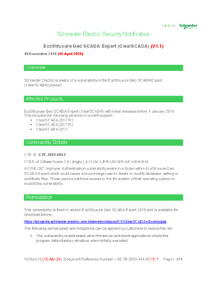 Security Notification - EcoStruxure Geo SCADA Expert (V1.1)