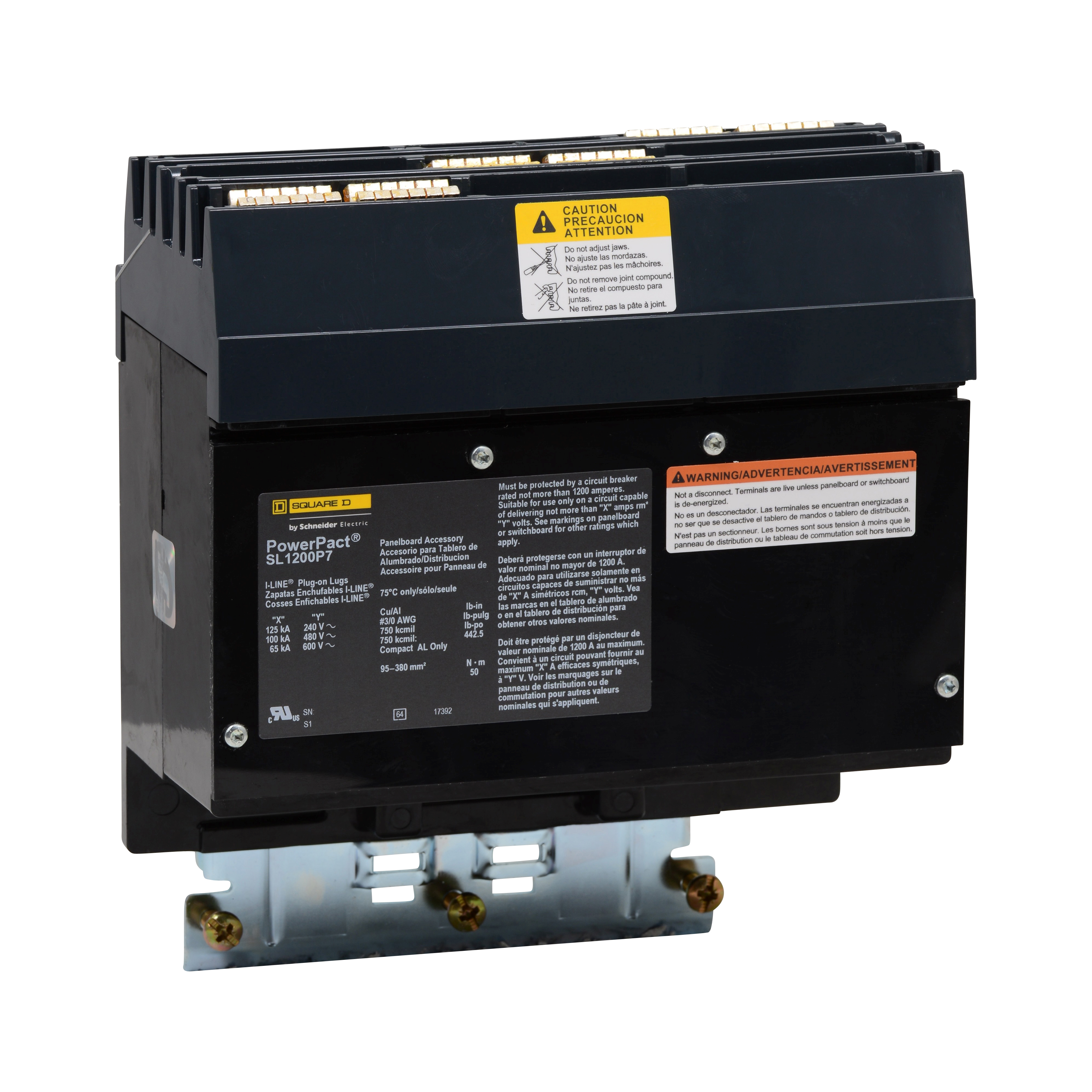 Accessory, I-line, bolt on circuit breakers, sub feed lugs, 1200A, 3/0 AWG to 750kcmil